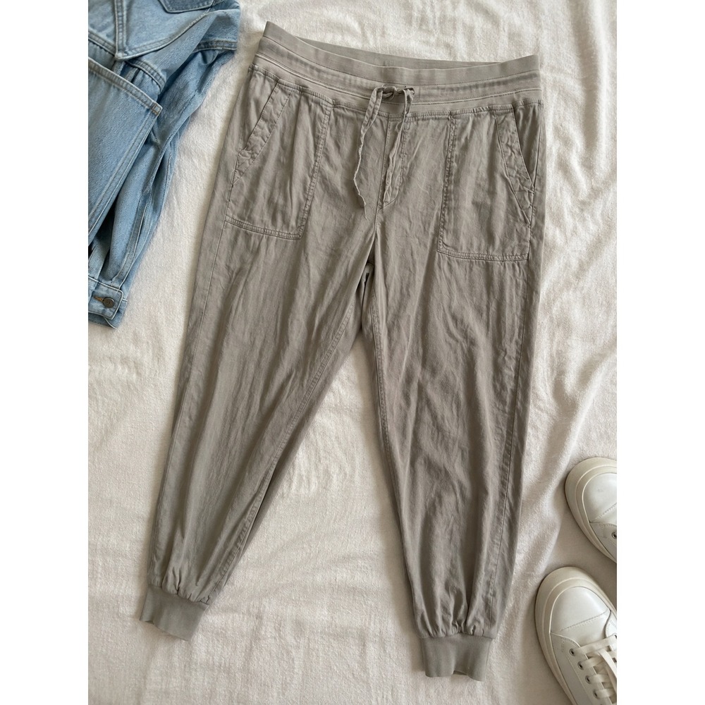 Kut from the Kloth Womens Linen Blend Jogger Pants Taupe Grey Size L KB37701